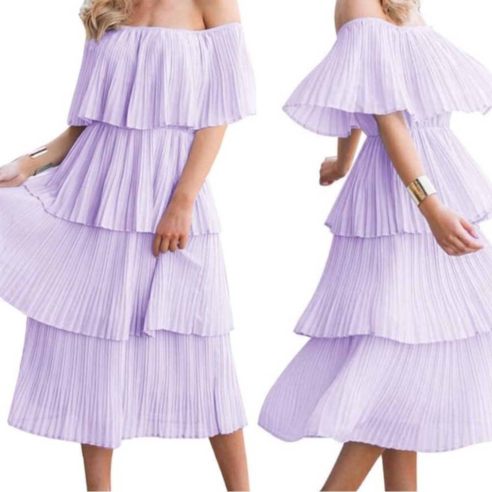 ETCYY Women's Off The Shoulder Ruffles Wedding Guest Long Party Beach Maxi Dress